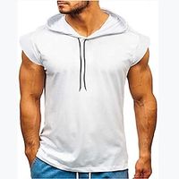 Men's T shirt Tee Solid Color Hooded Red White Black Street Casual Short Sleeve Clothing Apparel Fashion Classic Comfortable Big and Tall  Summer  Summer  Sports Lightinthebox - thumbnail