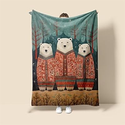 Bear Scandinavian Super Soft Blanket,Lightweight Fashion Novelty Flannel Throw Blankets Warm 3D Printed All Seasons Room Decoration Gifts Christmas Decoration For Home Lightinthebox