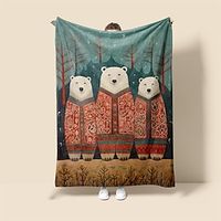 Bear Scandinavian Super Soft Blanket,Lightweight Fashion Novelty Flannel Throw Blankets Warm 3D Printed All Seasons Room Decoration Gifts Christmas Decoration For Home Lightinthebox - thumbnail