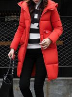 Pure Color Hooded Cotton Down Coats