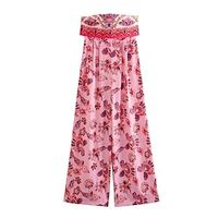 Women's Jumpsuit Backless High Waist Floral Strapless Holiday Daily Holiday Regular Fit Sleeveless Red S M L Summer miniinthebox - thumbnail