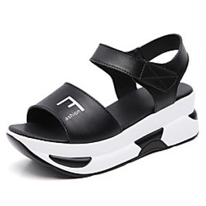 Women's Sandals Flat Heel Open Toe Daily Work PU Solid Colored White Black Lightinthebox