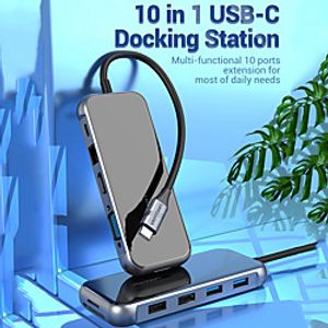 VENTION Support Power Delivery Function TFGHB USB 3.0 USB C to VGA USB 2.0 USB 3.0 USB 3.0 USB C RJ45 SD Card TF Card HDMI USB Hub 10 Ports For Windows, PC, Laptop miniinthebox