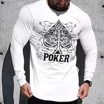 Men's T shirt Tee Graphic Prints Poker Crew Neck Hot Stamping Street Vacation Long Sleeve Clothing Apparel Basic Designer Modern Contemporary Lightinthebox