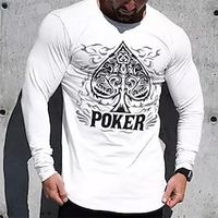 Men's T shirt Tee Graphic Prints Poker Crew Neck Hot Stamping Street Vacation Long Sleeve Clothing Apparel Basic Designer Modern Contemporary Lightinthebox - thumbnail