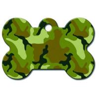The Hillman Id Tag - Bone Painted Green Camouflage Dog And Cat