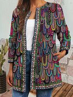 Casual Vintage Ethnic Print Long Sleeve Jacket