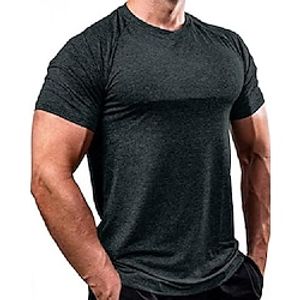 Fashion Mens Muscle T-Shirt Gym Workout Short Sleeve Shirt Athletic Bodybuilding Stretch Tee Tops Black miniinthebox