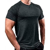Fashion Mens Muscle T-Shirt Gym Workout Short Sleeve Shirt Athletic Bodybuilding Stretch Tee Tops Black miniinthebox - thumbnail
