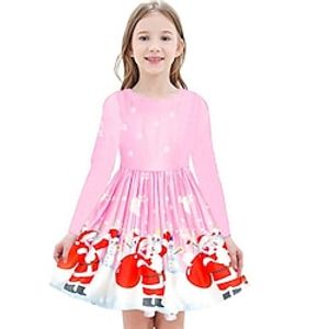 Kids Girls' Christmas Santa Elk Dress Deer Christmas Tree A Line Dress Performance Anniversary Purple Pink Wine Elegant Princess Dresses Fall Winter 3-10 Years miniinthebox