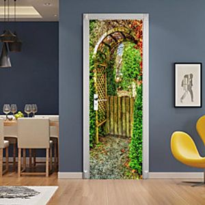 3D 2pcs Self-adhesive Creative Door Stickers Living Room Bedroom Diy Decorative Home Waterproof Wall Stickers 77x200cm miniinthebox