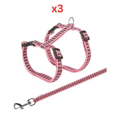 Trixie Reflecting Harness With Leash For Cats - Pink 22-42cm (Pack Of 3)