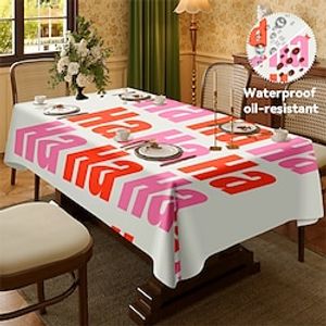 HAHAHA Pattern Rectangular Tablecloth Water Resistance Antiwrinkle Spillproof Soft for Dining Room, Buffet Banquet Parties and Holiday Dinners Lightinthebox