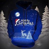 Graphic Merry Christmas Christmas Pattern Fashion Daily Basic Men's 3D Print Hoodie Pullover Christmas Sports Outdoor Holiday Hoodies Royal Blue Hooded Print Front Pocket Spring   Fall Designer Lightinthebox - thumbnail