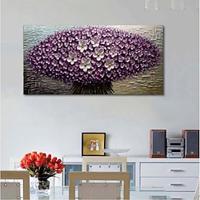 Blossom Floral Painting on Canvas Original Textured Purple Blooming 3D Flower Acrylic Painting Living Room Wall Art Neutral Home Decor Unframed Lightinthebox