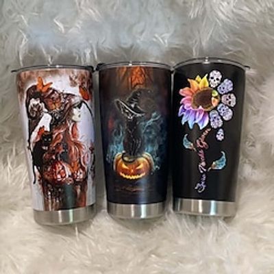 20oz Sugar Skull Gifts for Women, Men, Valentines Day Gifts for Him, Her, Unique Birthday Gifts Mandala Mexican Sugar Skull Tumbler Cup, Double Wall Vacuum Insulated Travel Coffee Mug with Lid Lightinthebox