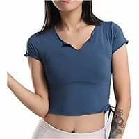 women crop tops short sleeve yoga running shirts gym workout tank tops blue m Lightinthebox - thumbnail