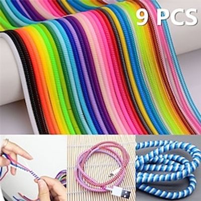 9 pcs Spring DIY Phone Charger cable saver cord protector for Micro Usb Data Cables Mobile Phone Charger Cable Winder Lightinthebox