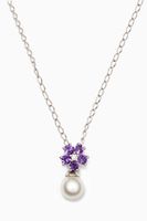 Roses Amethyst Pendant with Pearl & Diamond in 18kt White Gold - thumbnail