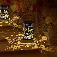 Solar LED Iron Butterfly Hollowed Outdoor Lantern Waterproof Garden Light Outdoor Patio Walkway Landscape Decoration Balcony Hanging Light 1PC Lightinthebox