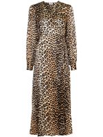 GANNI leopard print midi dress - Brown