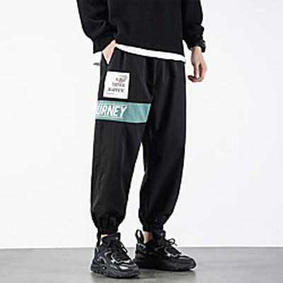 Men's Casual  Sporty Streetwear Comfort Outdoor Casual Daily Jogger Pants Tactical Cargo Trousers Pants Letter Full Length Drawstring Blue Gray Black Lightinthebox