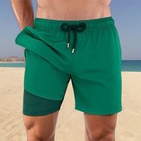 Men's Board Shorts Swim Trunks Going out Weekend Breathable Quick Dry Drawstring Elastic Waist with Pockets Plain Short Gymnatics Casual Activewear Green Lightinthebox - thumbnail