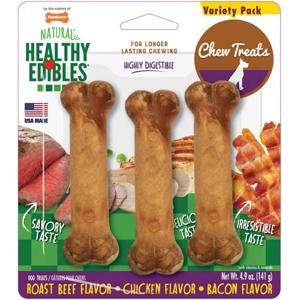 Nylabone Longer Lasting Roast Beef Chicken Bacon Variety Triple Pck Blister Crd Rgular