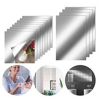 6Pcs Self Adhesive Mirror Sheets Reflective Wall Sticker Film Home Decor Lightinthebox