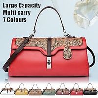Women's Handbag Crossbody Bag Shoulder Bag Boston Bag PU Leather Party Daily Holiday Zipper Embossed Large Capacity Waterproof Durable Color Block Folk Black White Yellow Lightinthebox - thumbnail