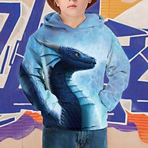 Kids Boys' Hoodie Long Sleeve Dinosaur Blue Children Tops Fall Active Regular Fit 4-12 Years Lightinthebox