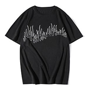 Men's Unisex Tees T shirt Hot Stamping Graphic Prints Letter Plus Size Print Short Sleeve Casual Tops 100% Cotton Basic Designer Big and Tall Black miniinthebox