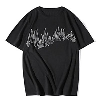 Men's Unisex Tees T shirt Hot Stamping Graphic Prints Letter Plus Size Print Short Sleeve Casual Tops 100% Cotton Basic Designer Big and Tall Black miniinthebox