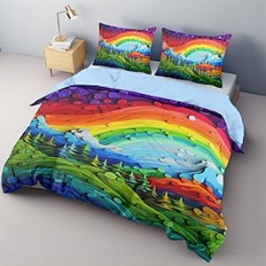 100% Cotton Duvet Cover Set Dopamine Color Pattern Comforter Set Soft Luxury Bedding Set Home Decor Dusk Bedding Gift King Queen Full Size Lightinthebox