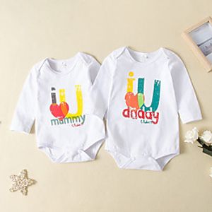 Baby Girls' Active Print Print Long Sleeve Romper Red Green miniinthebox