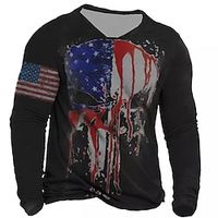 Men's Unisex T shirt Tee Graphic Prints National Flag Crew Neck Black Long Sleeve 3D Print Outdoor Street Print Tops Basic Sports Designer Casual miniinthebox - thumbnail