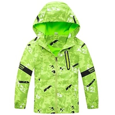 Kids Boys Hoodie Jacket Outerwear Graphic Long Sleeve Zipper Coat Outdoor Cool Daily Blue Green Fall Winter 7-13 Years Lightinthebox