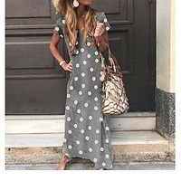 Summer new equal daisy print V-neck short sleeved dress casual long beach skirt s-5xl Lightinthebox