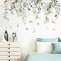 Botanical Green Leaves Wall Stickers Eucalyptus Leaf Plants Wall Art Decals Bedroom Living Room TV Background Wall Decor miniinthebox