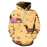 Men's Unisex Pullover Hoodie Sweatshirt Dog Graphic Prints Print Casual Daily Holiday 3D Print Basic Designer Hoodies Sweatshirts  Yellow Blushing Pink Green Lightinthebox - thumbnail