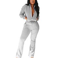 leisup woman's 2 piece jumpsuit sets zipper up crop top drawstring stretch pants tracksuit,grey s Lightinthebox - thumbnail