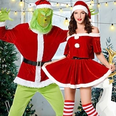 Santa Claus Mrs.Claus Grinch Santa Suits Cosplay Costumes Matching Family  Couples Men's Women's Cosplay Costume Family Matching Outfits Christmas Christmas Masquerade Christmas Eve Adults' Party Lightinthebox