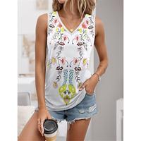 Women's Tank Top Vest Floral Casual White Print Sleeveless Fashion V Neck Regular Fit Summer Lightinthebox