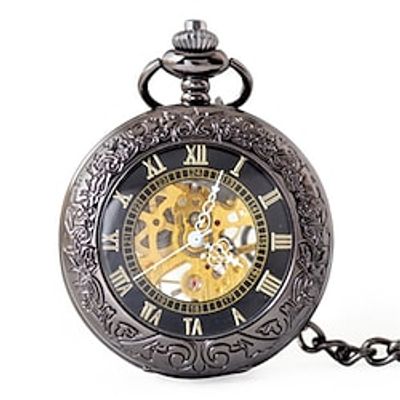 Vintage 2 Sides Open Case Mechanical Men's Watch Double Face Roman Dial Clock Hand Wind Pocket Watch With FOB Chain Gift miniinthebox