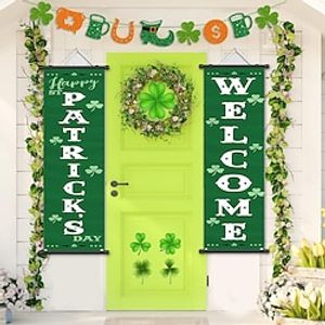 1pc Welcome Pattricks Poster with Hangers Courtyard Wall Art Canvas Posters Art For Home Living Room Decoration Wall Art Decor Lightinthebox