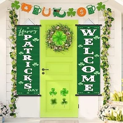 1pc Welcome Pattricks Poster with Hangers Courtyard Wall Art Canvas Posters Art For Home Living Room Decoration Wall Art Decor Lightinthebox