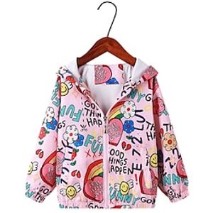 Kids Girls' Coat Long Sleeve Blue Purple Pink Floral Cartoon Fall Winter Active Daily 3-8 Years Lightinthebox