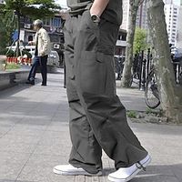 Men's Cargo Pants Cargo Trousers Baggy Pocket Drawstring Elastic Waist Plain Comfort Breathable Outdoor Daily Going out Cotton Blend Casual Big and Tall Black White Lightinthebox - thumbnail