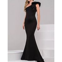 Women's Black Dress Prom Dress Christmas Party Dress Wedding Guest Dress Long Dress Maxi Dress White Red Sleeveless Ruffle Spring Fall Winter One Shoulder Lightinthebox - thumbnail