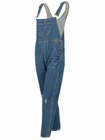 Shredded loose women's denim overalls - thumbnail